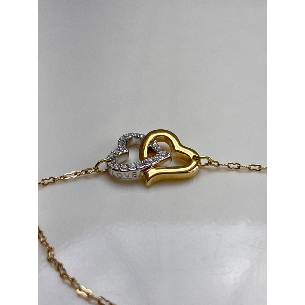 Swarovski Dear Interlocking Hearts Gold Tone Crystal Pave Bracelet - Picture 3 of 5